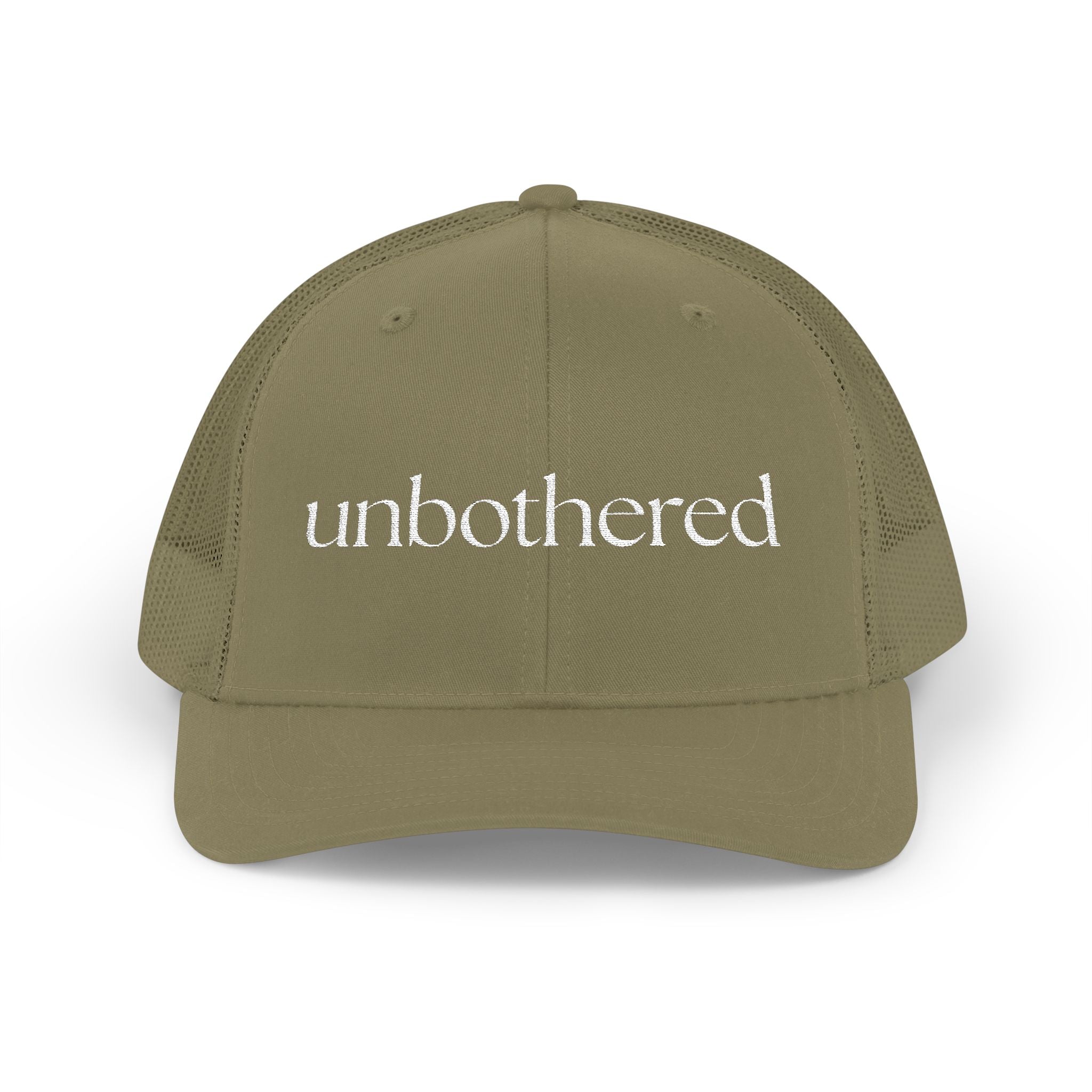 “Unbothered” Embroidered Snapback Trucker Cap | Minimalist Unisex Baseball Cap | 8 Color Options | Brew’d Up Designs