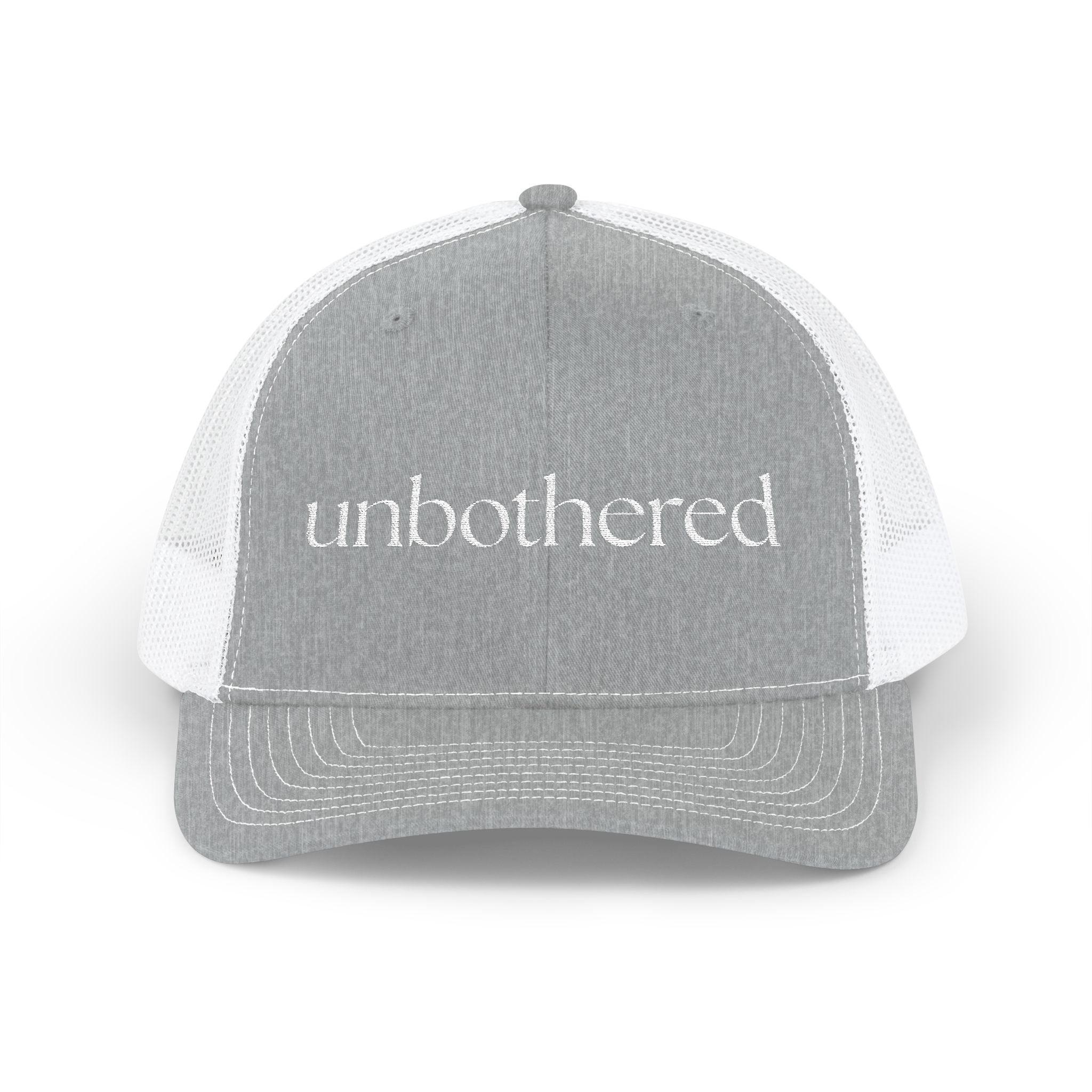 “Unbothered” Embroidered Snapback Trucker Cap | Minimalist Unisex Baseball Cap | 8 Color Options | Brew’d Up Designs