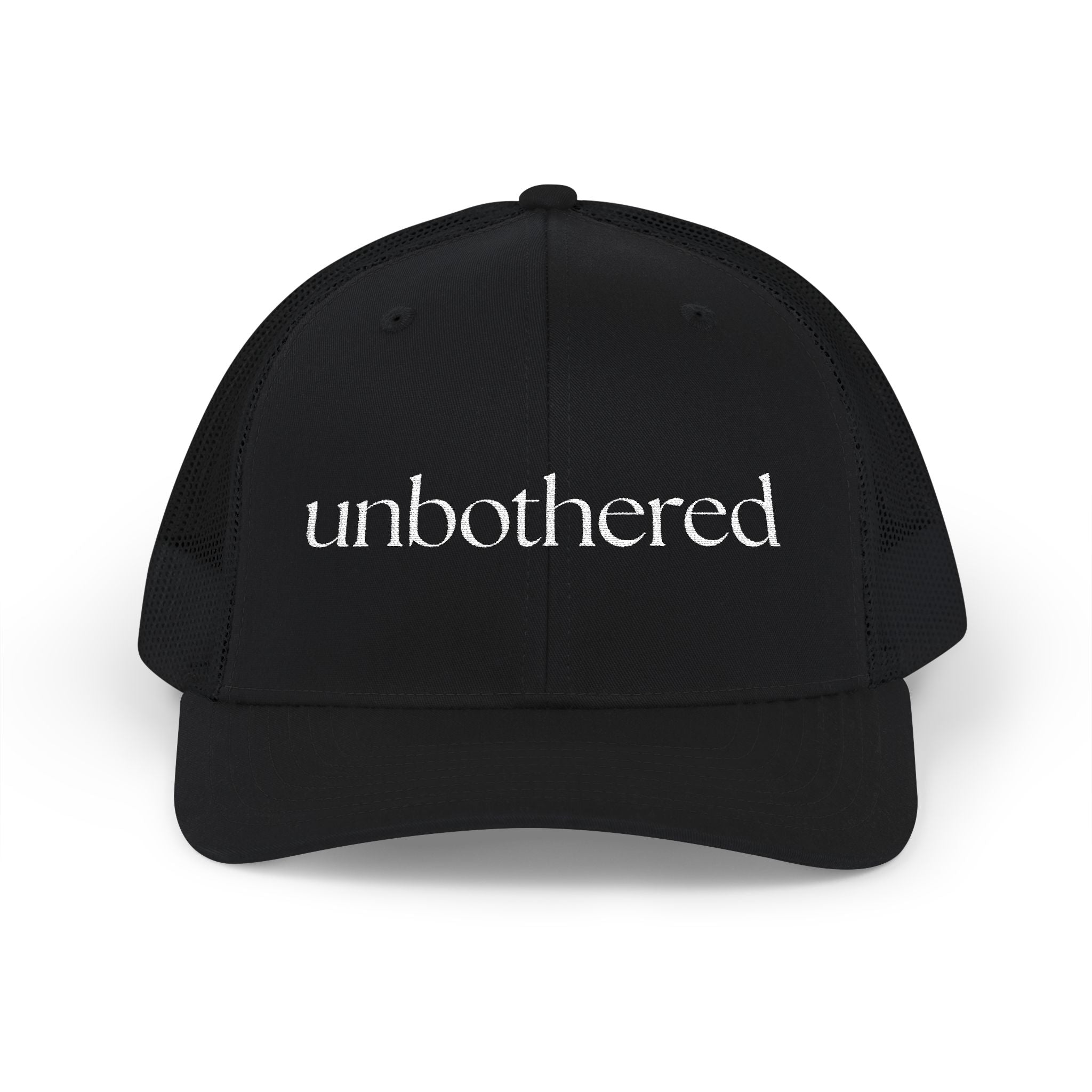 “Unbothered” Embroidered Snapback Trucker Cap | Minimalist Unisex Baseball Cap | 8 Color Options | Brew’d Up Designs