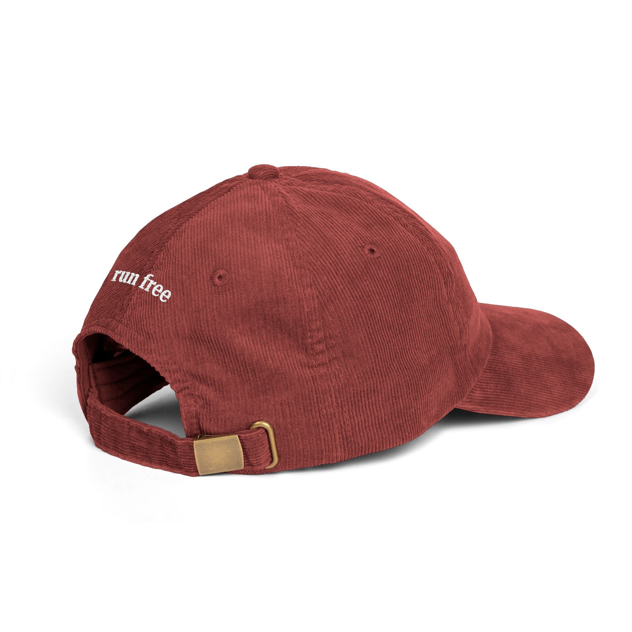 Vintage Corduroy Cap - Embroidered 'Run Free' Hat, Perfect for Outdoors, Casual Style, Western Cowboy Equestrian, Retro Fashion Accessory