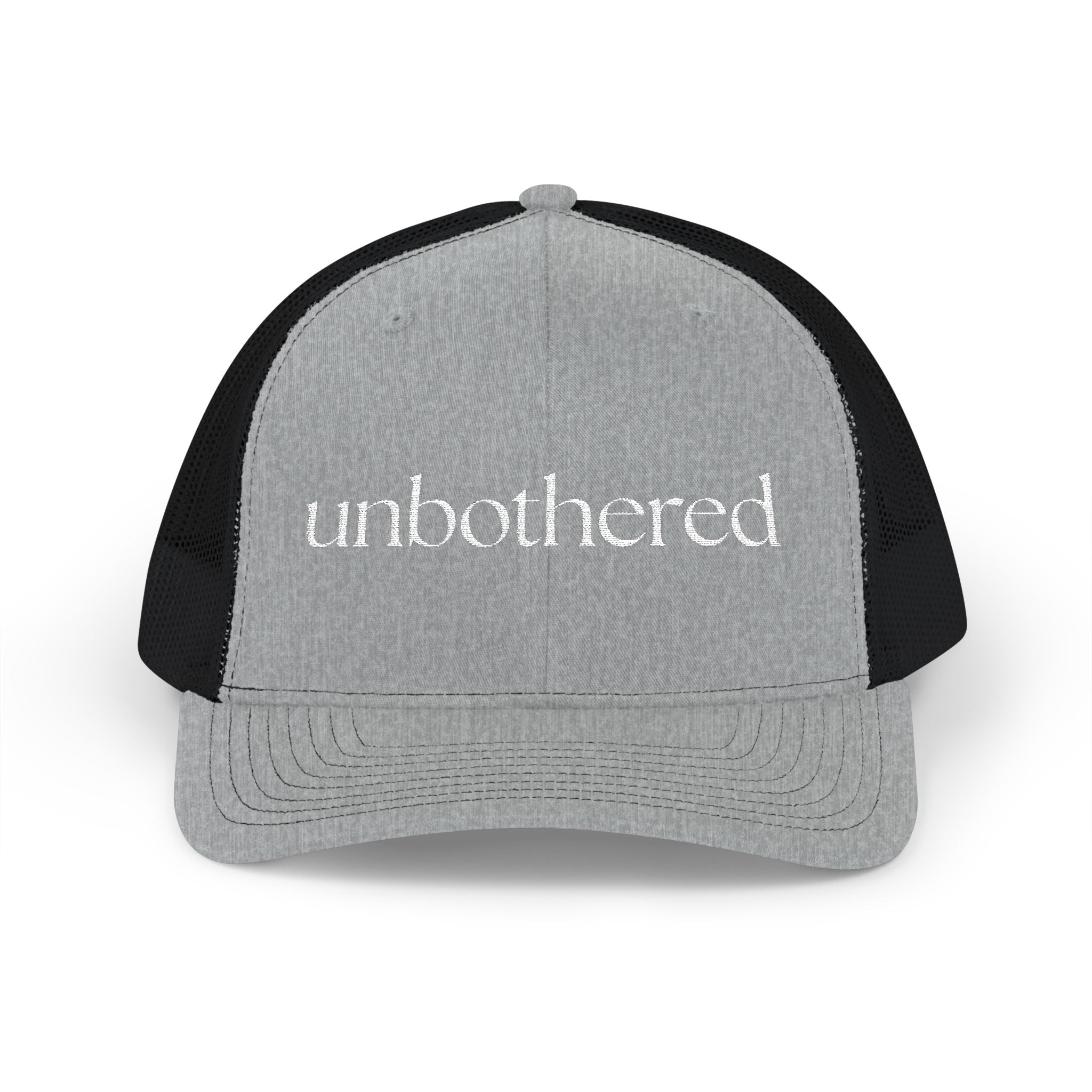 “Unbothered” Embroidered Snapback Trucker Cap | Minimalist Unisex Baseball Cap | 8 Color Options | Brew’d Up Designs