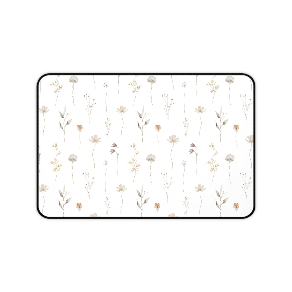 Minimalist Floral Desk Mat | Neutral Office Decor | Aesthetic Mouse Pad | Modern Workspace Gift