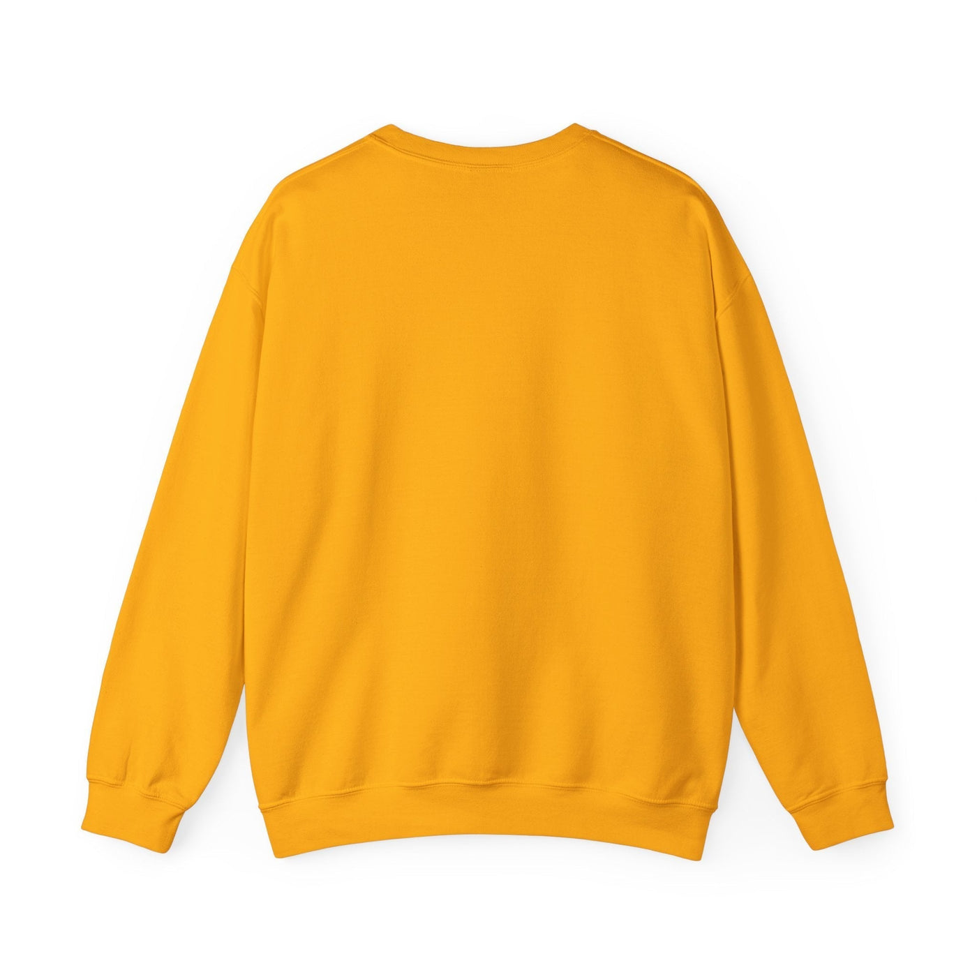 back view of plain yellow unisex heavy blend crewneck sweatshirt for MERRY Christmas