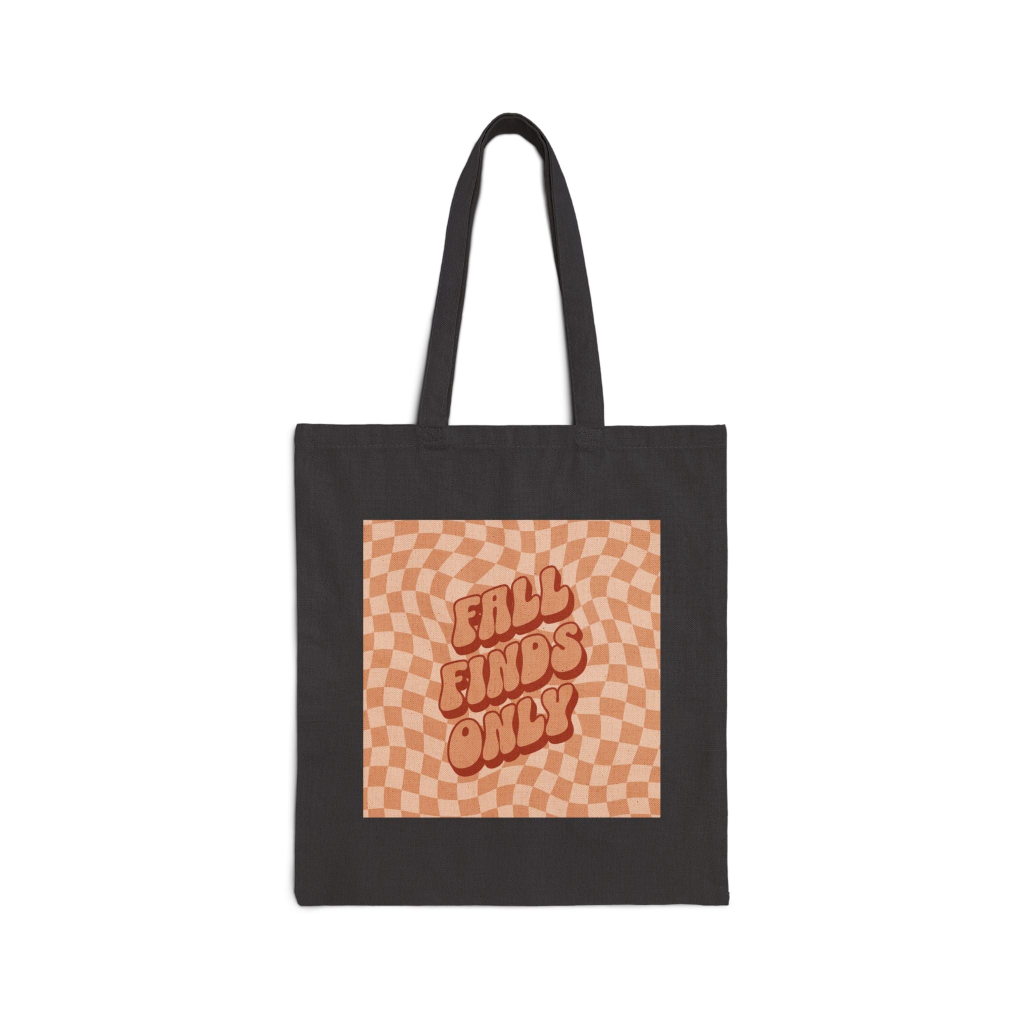 Chequered Color Pattern Fall Finds Only Tote Bag – 100% Cotton Canvas, Reusable Eco Shopper, Natural & Black Options