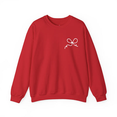 Red coquette bow crewneck sweatshirt with front bow design and festive style