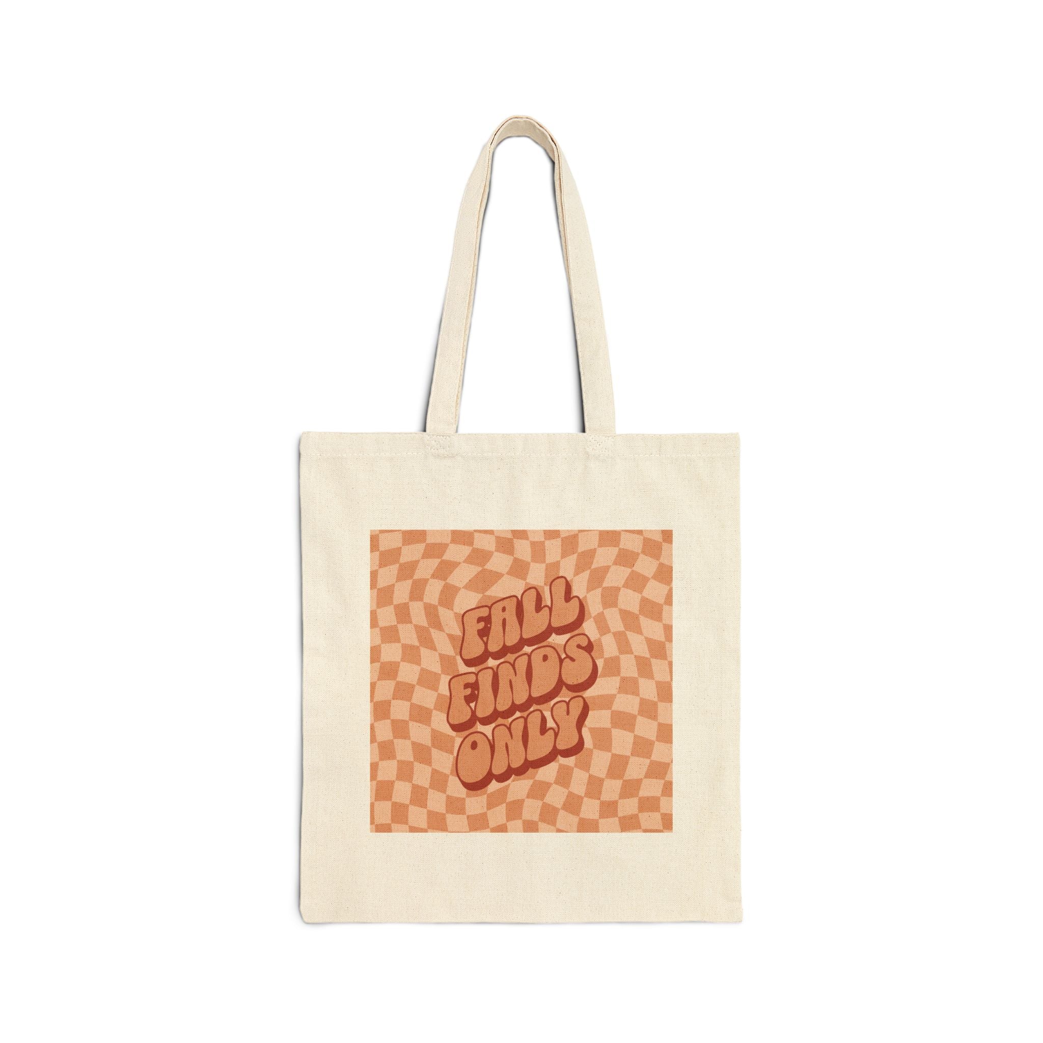 Chequered Color Pattern Fall Finds Only Tote Bag – 100% Cotton Canvas, Reusable Eco Shopper, Natural & Black Options