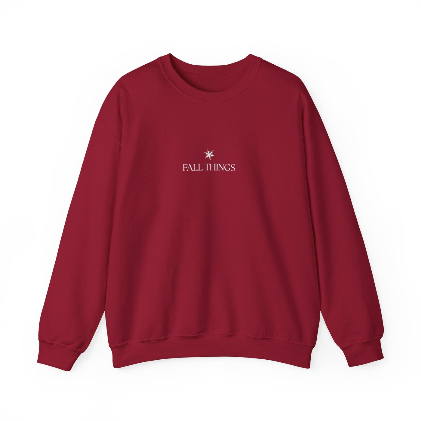 Red Fall Things Sweatshirt with minimalist design for cozy autumn wear coffee lovers and homebodies