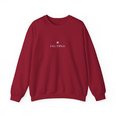 Red Fall Things Sweatshirt with minimalist design for cozy autumn wear coffee lovers and homebodies