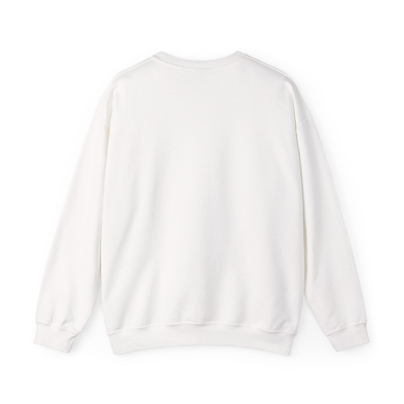 White cozy crewneck sweatshirt with long sleeves and ribbed cuffs for spreading love and Christmas cheer