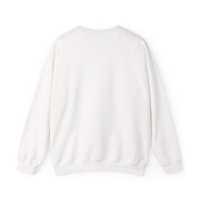 White cozy crewneck sweatshirt with long sleeves and ribbed cuffs for spreading love and Christmas cheer