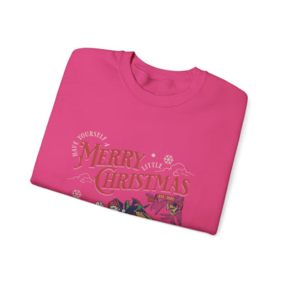 Pink Vintage Santa Crewneck sweatshirt with Merry Christmas holiday design by Brew’d Up Designs