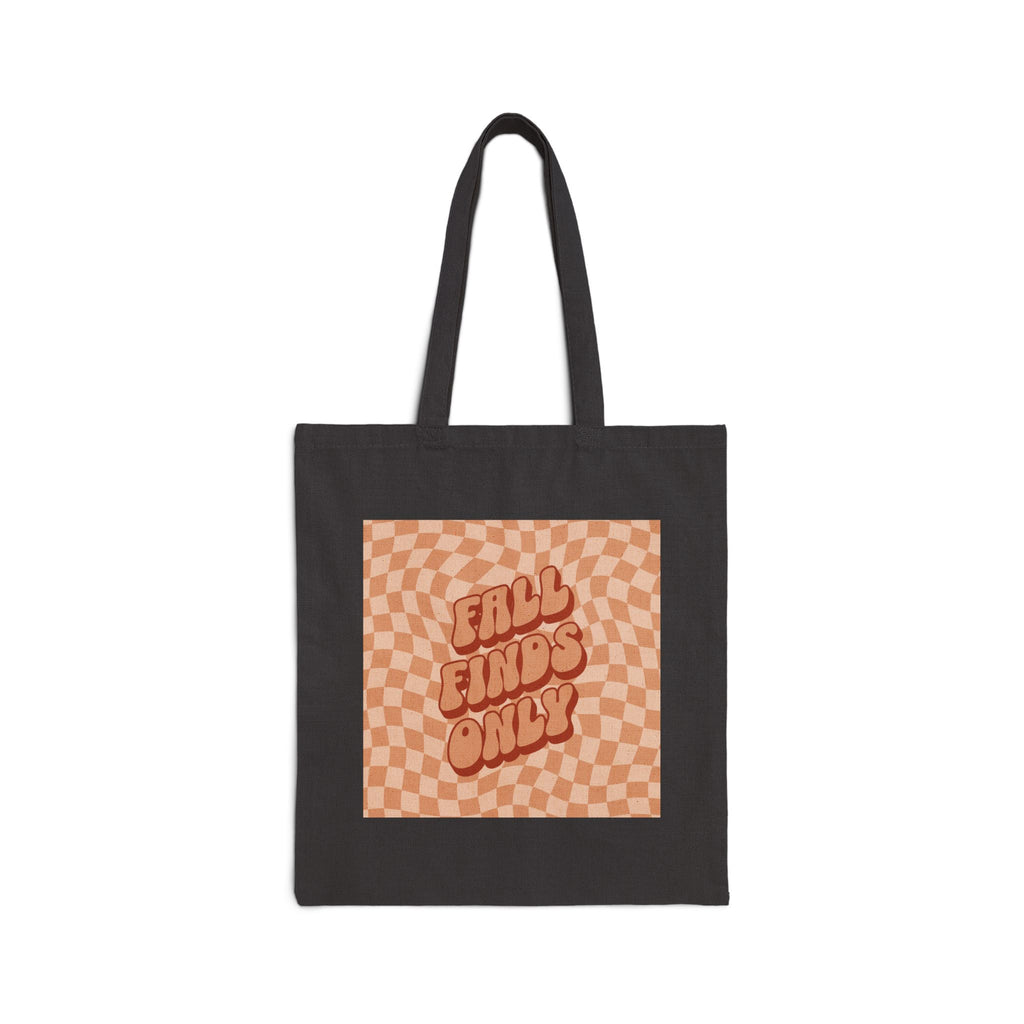 Chequered Color Pattern Fall Finds Only Tote Bag – 100% Cotton Canvas, Reusable Eco Shopper, Natural & Black Options