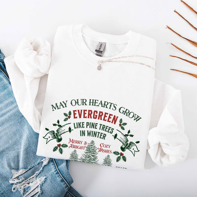 White Christmas Crewneck sweatshirt with festive evergreen and holiday quote design, cozy and minimalist holiday apparel