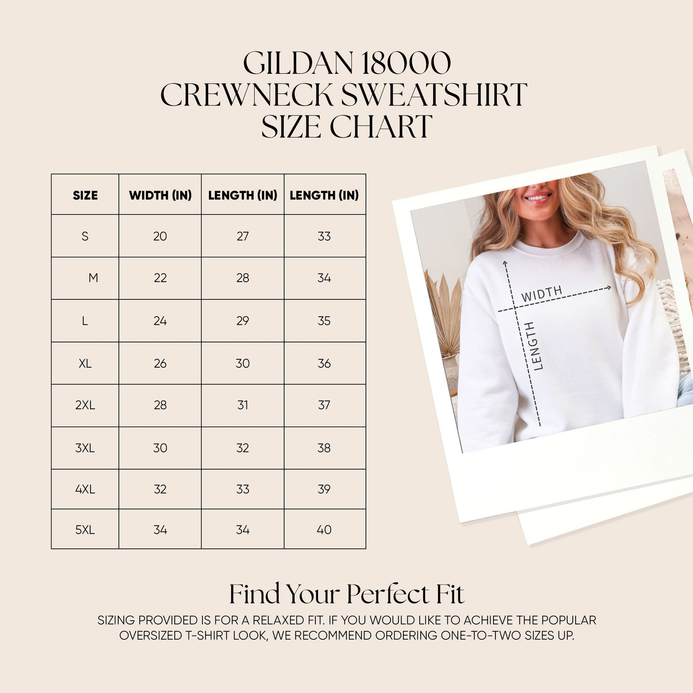 Christmas Crewneck unisex heavy blend sweatshirt size chart with measurements and fit guide by Brew’d Up Designs
