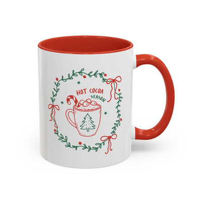 Cozy Hot Cocoa Mug white ceramic with red interior