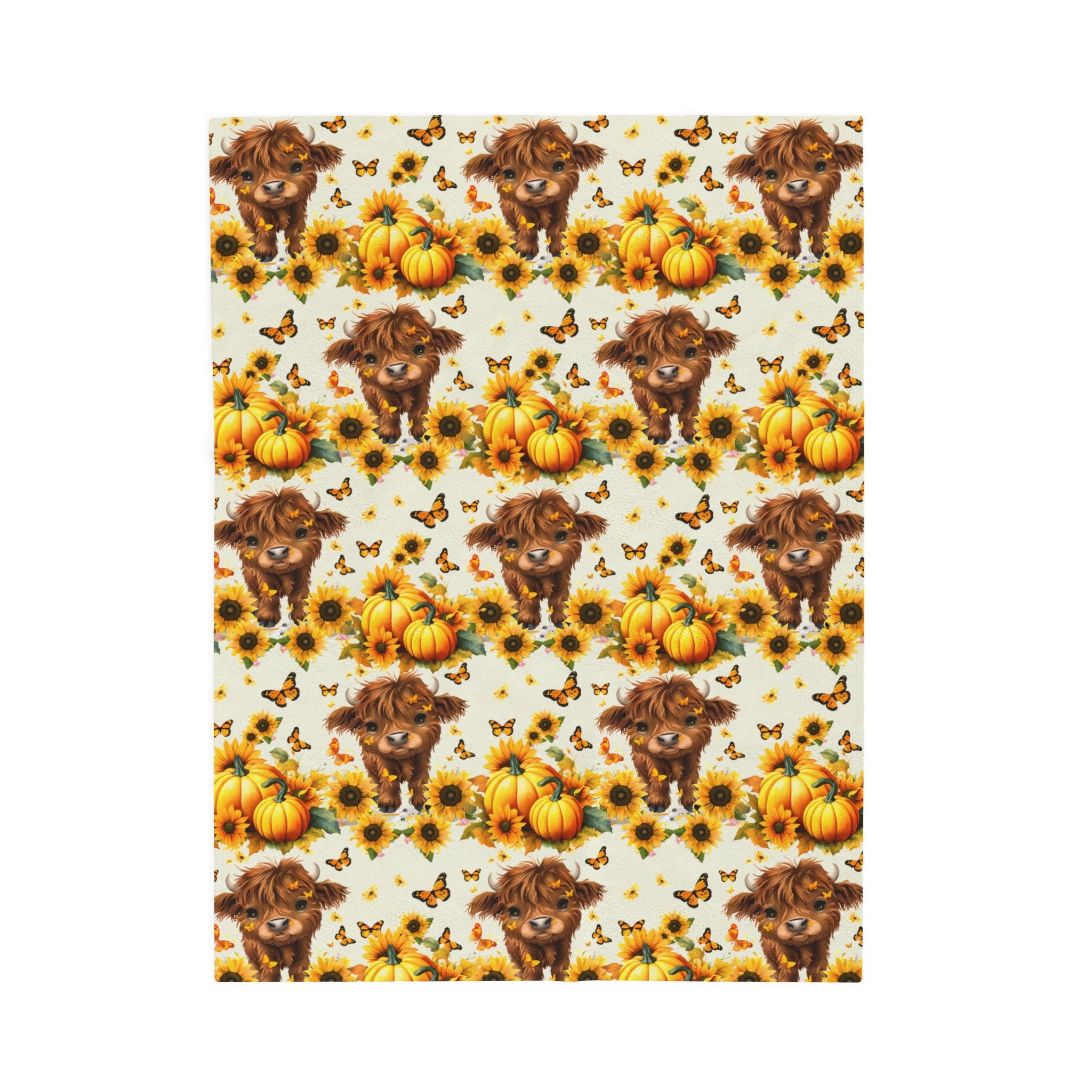 Cozy Autumn-Themed Highland Cow Velveteen Plush Blanket with Puppies and Sunflowers, Perfect Gift for Rustic Farmhouse Throw Home Decor, Fall Decor, Cozy [...]