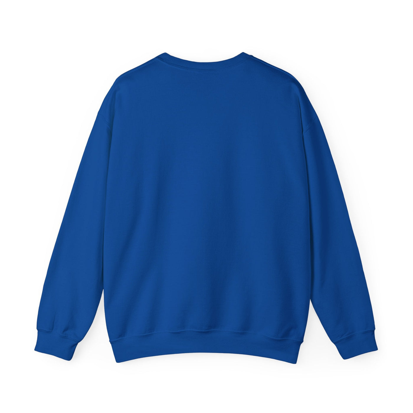 Blue Vintage Santa Crewneck sweatshirt back view with long sleeves and ribbed collar by Brew’d Up Designs