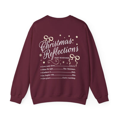 Maroon Coquette Christmas Faith crewneck sweatshirt with inspirational holiday text and bow design