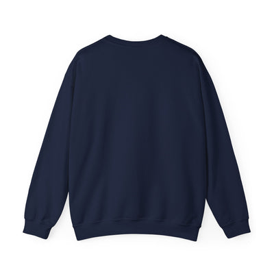 Vintage Santa Crewneck navy blue holiday sweatshirt back view by Brew’d Up Designs