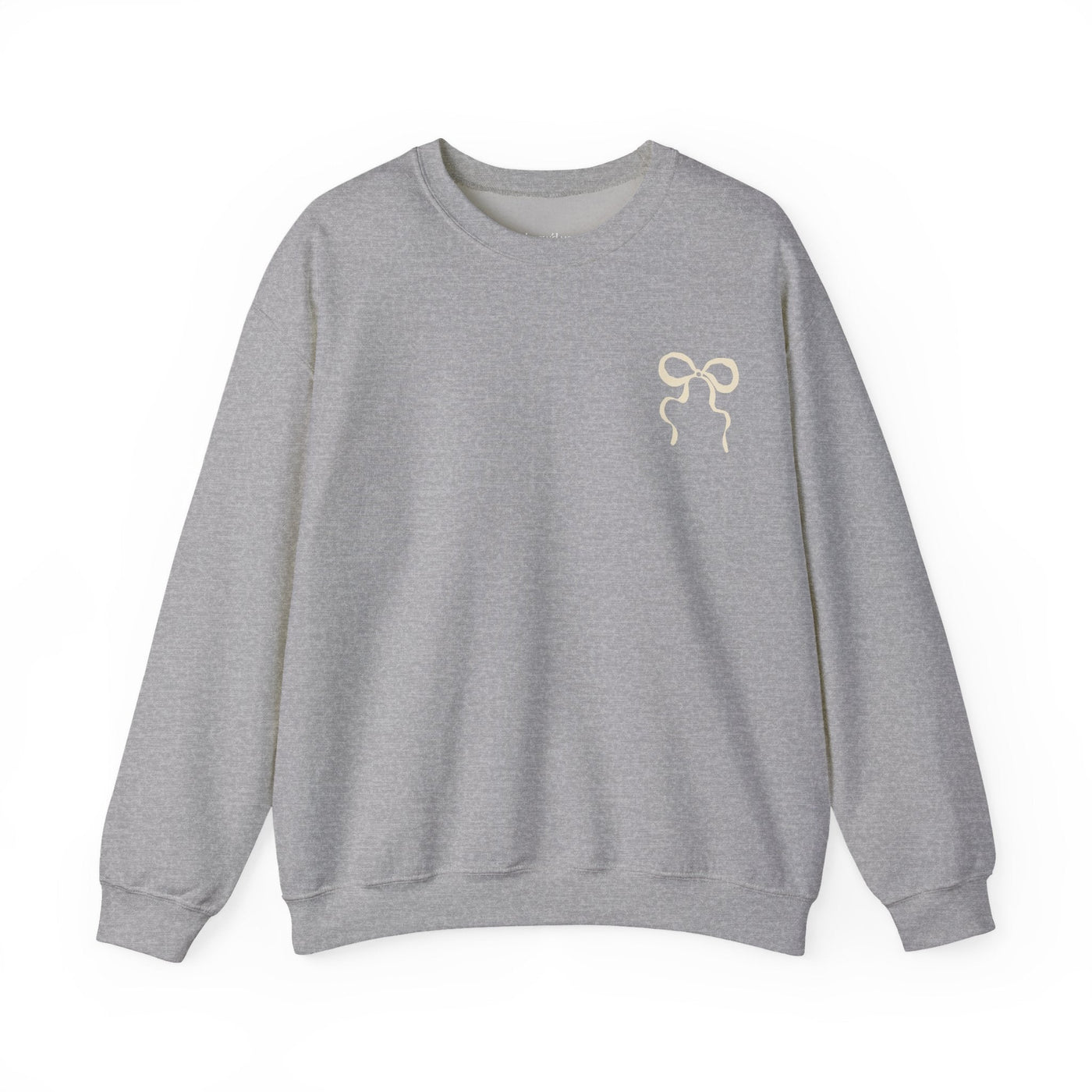 Coquette Christmas Faith crewneck sweatshirt gray with bow design unisex cozy holiday sweater