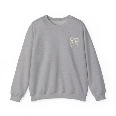 Coquette Christmas Faith crewneck sweatshirt gray with bow design unisex cozy holiday sweater