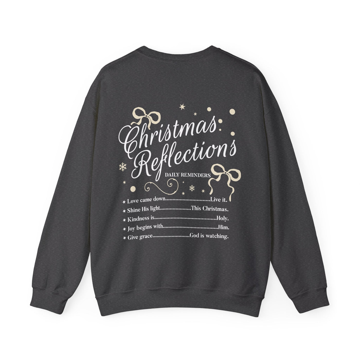 Coquette Christmas Faith crewneck sweatshirt with inspirational holiday design and bow accents