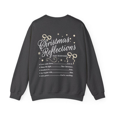 Coquette Christmas Faith crewneck sweatshirt with inspirational holiday design and bow accents