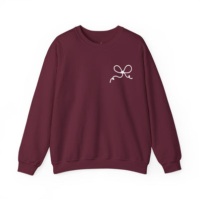 Maroon Coquette Bow Crewneck Sweatshirt with front bow design and festive "The King is Born" faith theme