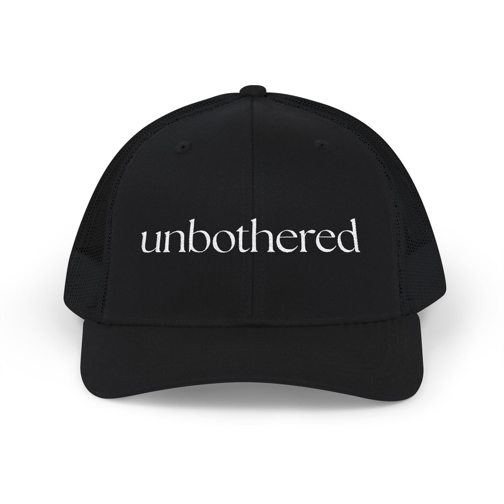 “Unbothered” Embroidered Snapback Trucker Cap | Minimalist Unisex Baseball Cap | 8 Color Options | Brew’d Up Designs