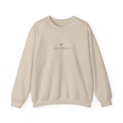 Minimalist neutral-toned Fall Things Sweatshirt in soft cotton-poly blend crewneck for cozy autumn wear
